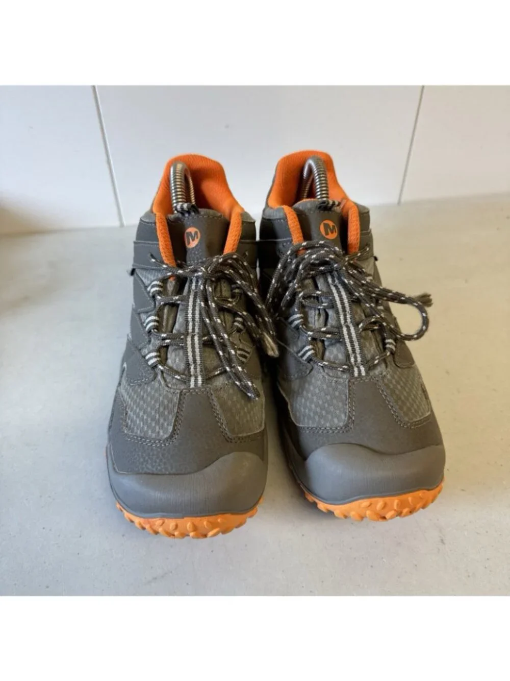 Merrell Chameleon 7 Waterproof Mid Hiking Boots Gray Orange Kids Boys Size 5.5 M